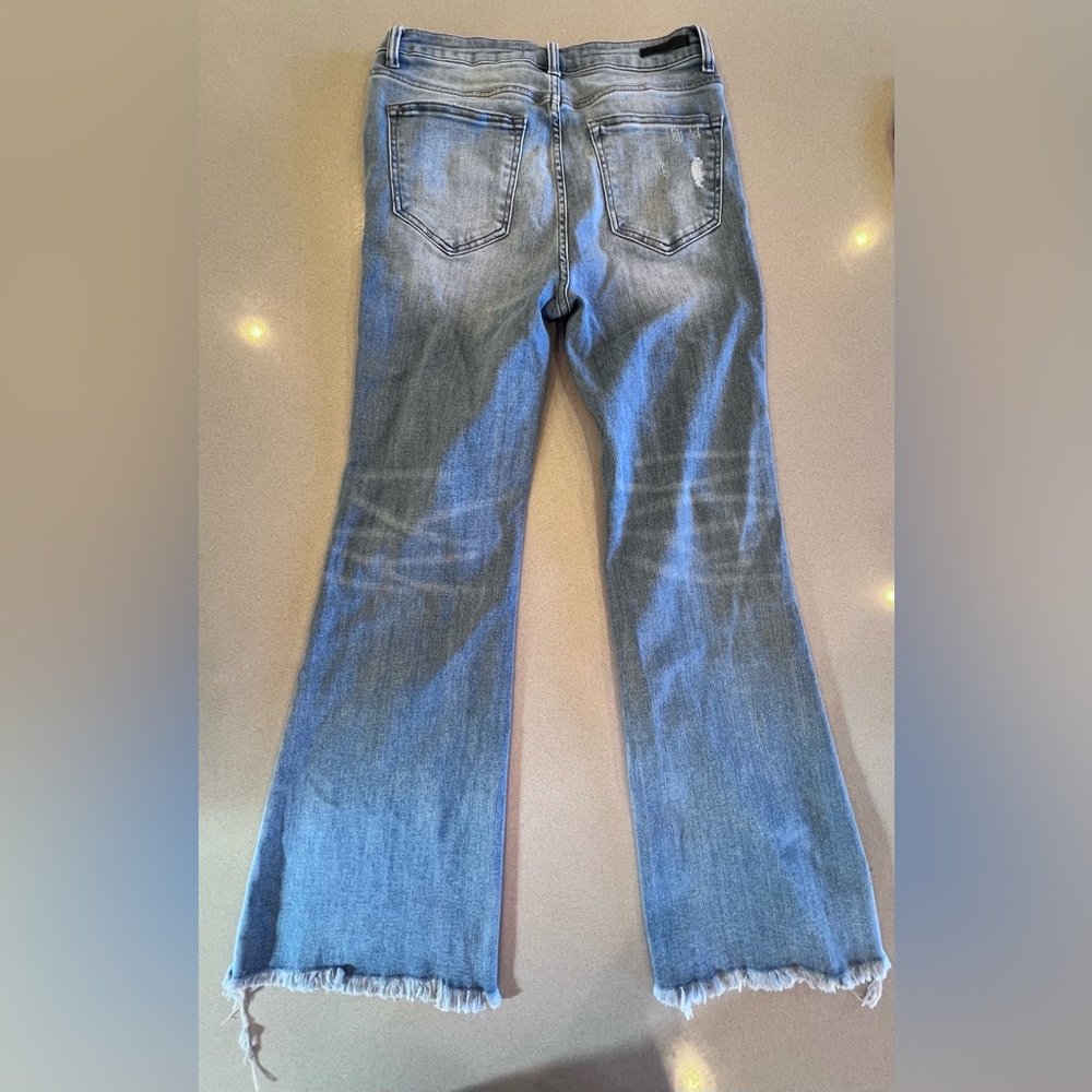 Risen Frayed hem jeans Flare Bell Bottom Sz 11 Waist 30 - Picture 8 of 10